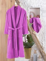 Badjas Violet Paars (L/XL) met bijpassende Handdoek 50*90 cm 100% katoen