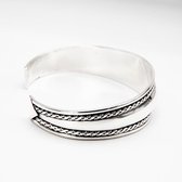 OZZ Silver & Gold - Bali Style Woven Silver Bangle - Zilveren armband in Bali-stijl