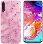 BackCover Marble hoesje met Glitter - Telefoonhoesje voor Samsung A70 - Roze