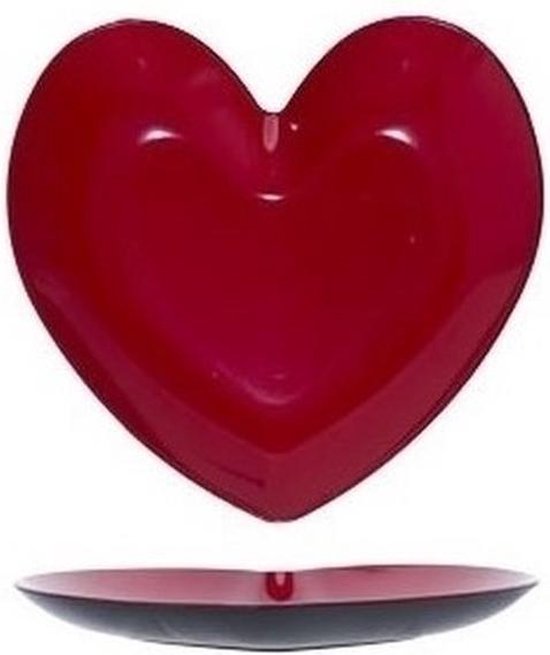 6x assiettes / plats en forme de coeur rouge 25 cm - Service Saint Valentin  - Service... | bol.com