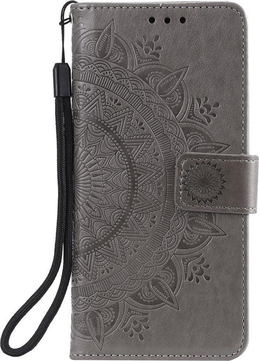 Shop4 - Samsung Galaxy M51 Hoesje - Wallet Case Mandala Patroon Grijs
