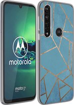iMoshion Design voor de Motorola Moto G8 Power hoesje - Grafisch Koper - Blauw / Goud