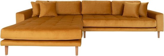 Velvet Hoekbank Milo Lounge Sofa Links Mosterdgeel
