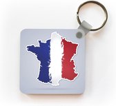 Sleutelhanger - Uitdeelcadeautjes - Een illustratie van Frankrijk in de kleuren van de vlag - Plastic