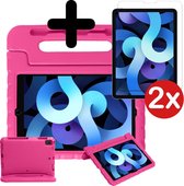 iPad Air 2020 Hoes Kids Proof Met 2x Screenprotector - iPad Air 2020 Cover Kinder Hoesje Case - iPad Air 4 10,9 inch - Roze