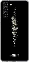 6F hoesje - geschikt voor Samsung Galaxy S21 -  Transparant TPU Case - White flowers in the dark #ffffff