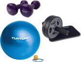 Tunturi - Fitness Set - Vinyl Dumbbell 2 x 1 kg - Gymball Blauw 90 cm - Trainingswiel