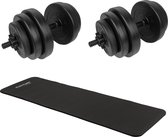 Tunturi - Fitness Set - Tunturi Vinyl Dumbbellset 28kg - Fitnessmat 180 x 60 x 1,5 cm