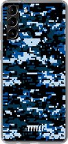 6F hoesje - geschikt voor Samsung Galaxy S21 -  Transparant TPU Case - Navy Camouflage #ffffff