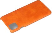 Shieldcase geschikt voor Apple iPhone 12 / 12 Pro - 6.1 inch vintage leren hoesje - oranje