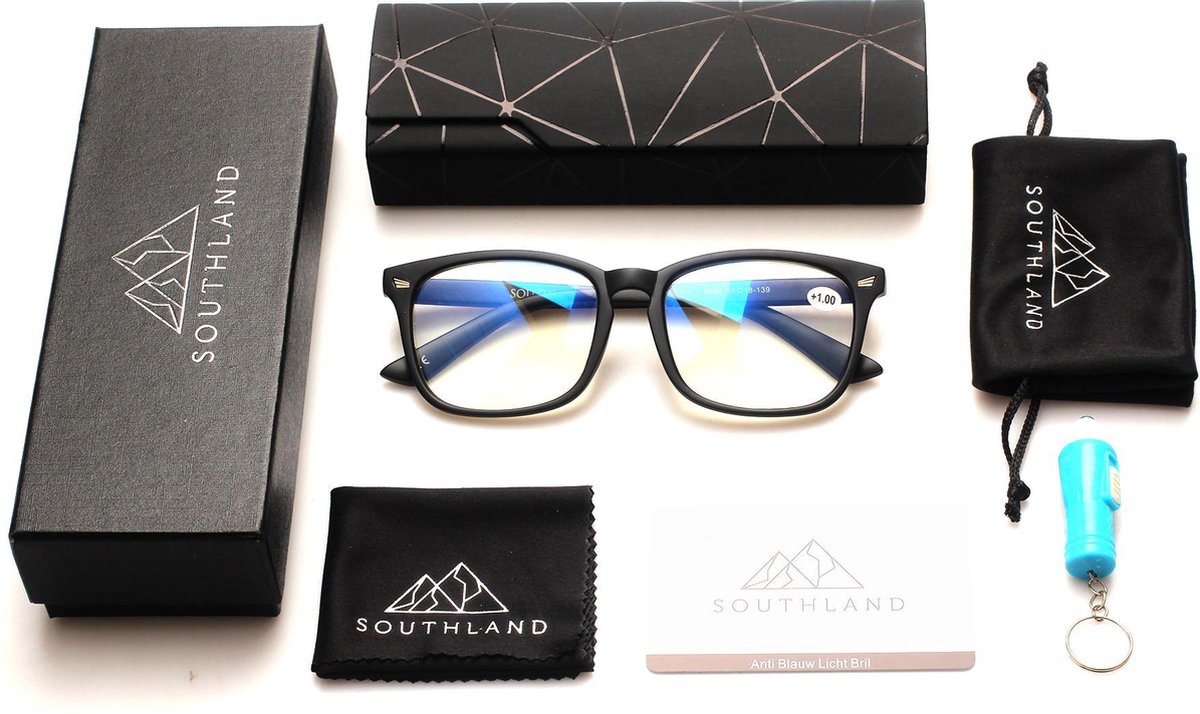 Southland Computerbril Met Sterkte +1 - Blauw Licht Bril - Blauw Licht Filter Bril - Blue Light Glasses - Beeldschermbril - Blue Light Filter Bril