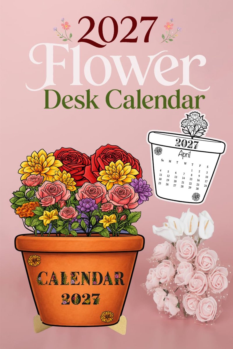 2027 Flower Desk Calendar: Monthly Floral Designs for Relaxation,Color and Stay Inspired All Year - ShopVlot
