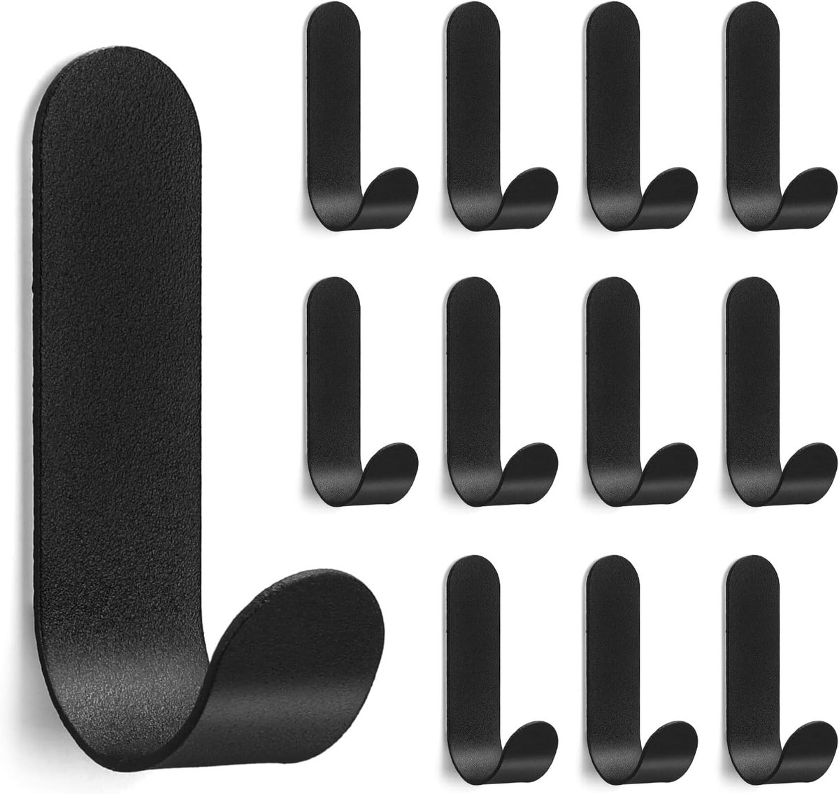 Zelfklevende Haken - Zwart - 60 x 18 mm - Roestvrijstalen Wandhaken zonder Boren - Voor Badkamer en Keuken