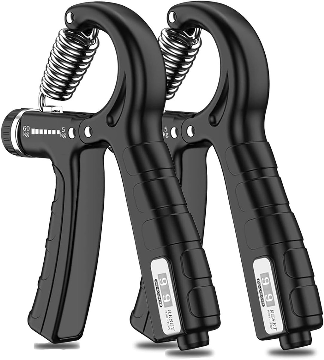 Set van 2 Handtrainers voor Gripversterking en Ondersteuning van de Onderarm, Verstelbare Handgreep 5-60 kg, Ideaal voor Sporters en Hersteltraining