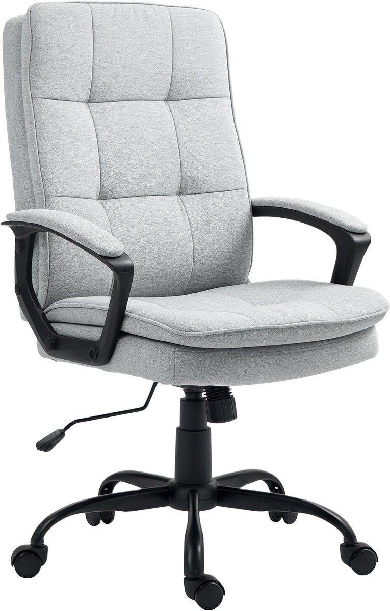 Homcom Bureaustoel met Schommelfunctie, Hoogte Verstelbaar - Ergonomische Bureaustoel, Kantoorstoel - Grijs