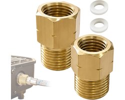 LPG Adapter voor Gas, 3/8" AG naar 1/4" IG Links, Set van 2 voor Koken en Verwarming