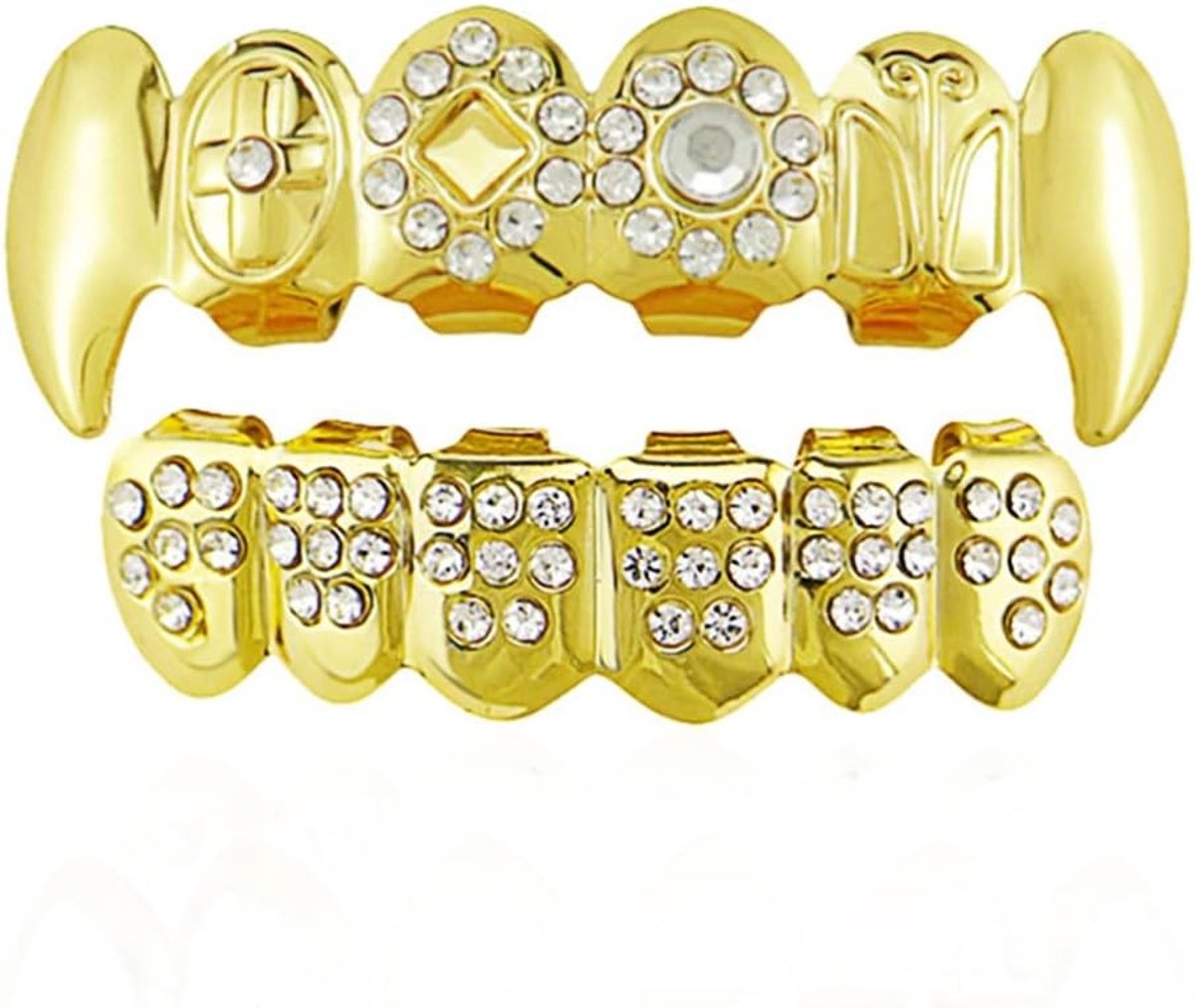 Hip Hop Tanden Grills Set voor Mannen en Vrouwen - Gouden Tanden Caps voor Feestjes, Halloween en Toneelspelen