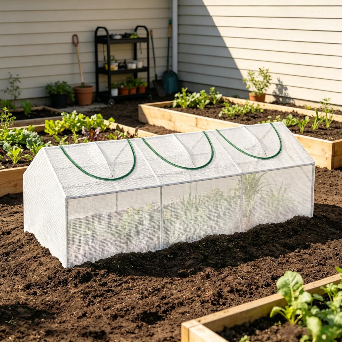 Kas Tunnelkas 180 X 60 X 60 Cm Met Stalen Frame En Kunststof Overtrek Wit Voor Balkon En Moestuin Met Ventilatieramen