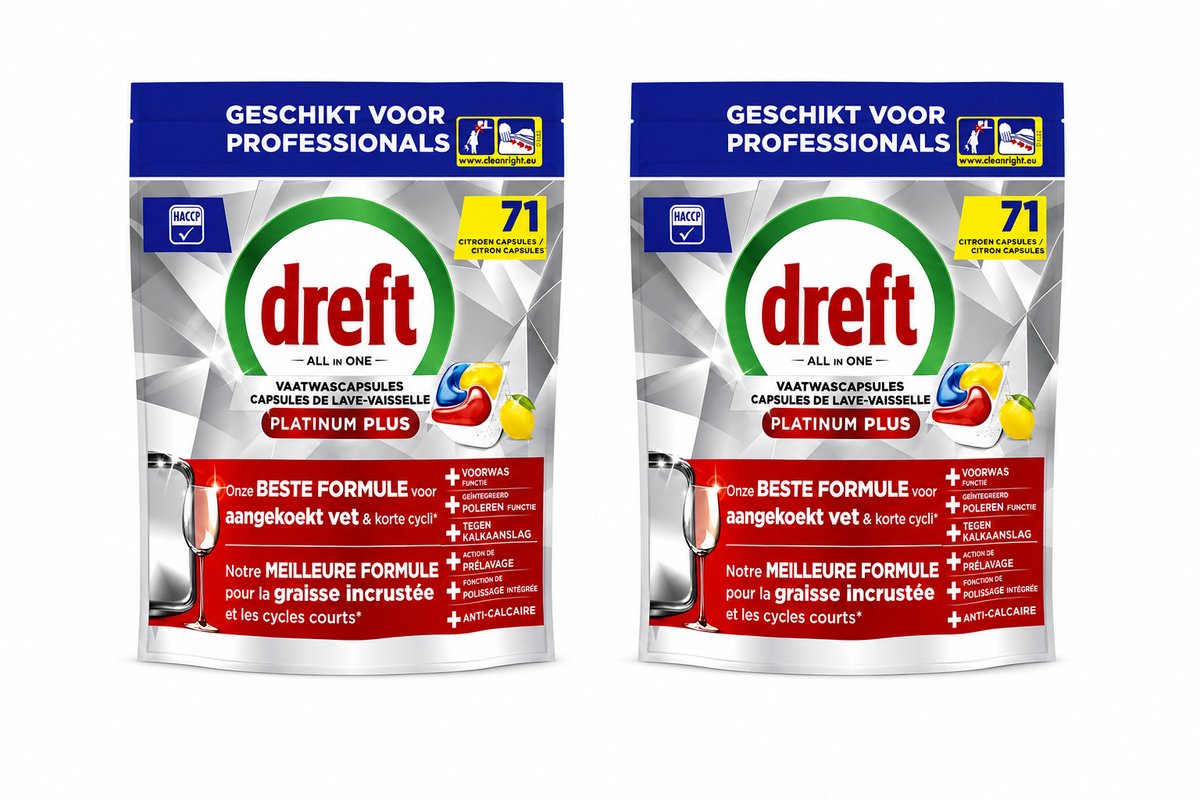 Dreft Platinum Plus Lemon All in 1 Vaatwastabletten - 142 tabs
