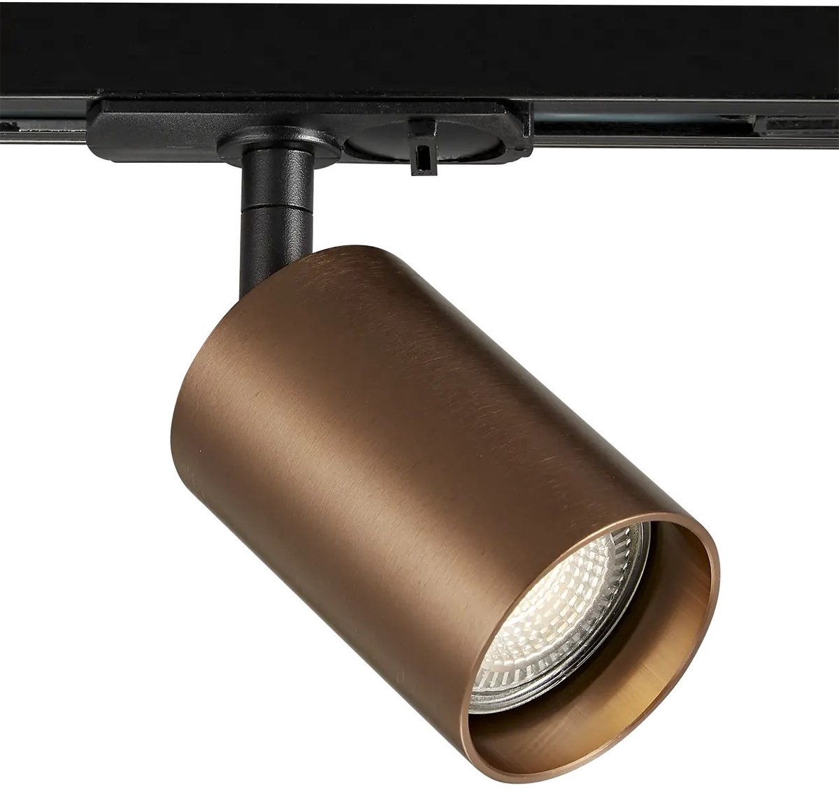 Taboo 1-fase railspot met GU10-fitting, dimbaar en kantelbaar, zwart met geborsteld brons, lichtbron niet inbegrepen