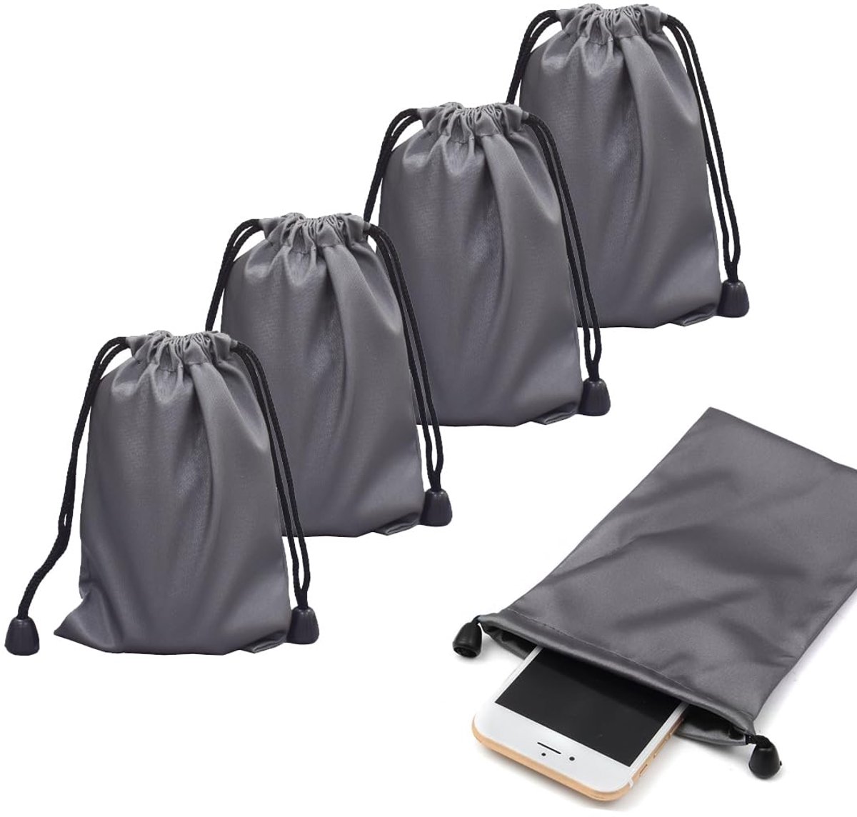 WeddHuis 4 stuks Drawstring opbergtas, microvezel waterdichte droogzak, opbergzak koord opbergzak voor mobiele - ShopVlot