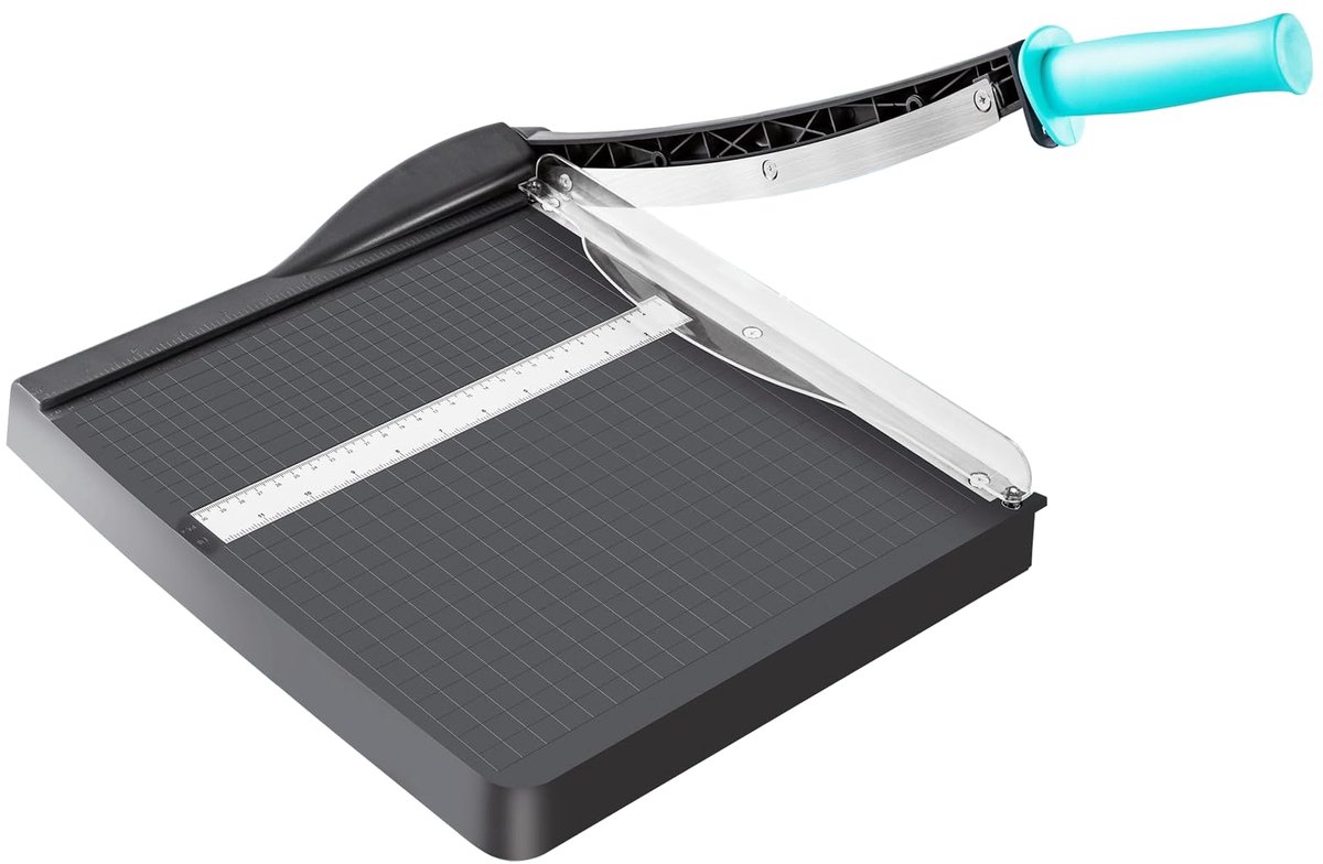 Famanu – Papierversnijder met hefboomwerking, handmatige snijmachine met veiligheidsbescherming en messenslot, A4 A5 papiersnijmachine, capaciteit 16 vellen voor foto's en papier, grijs