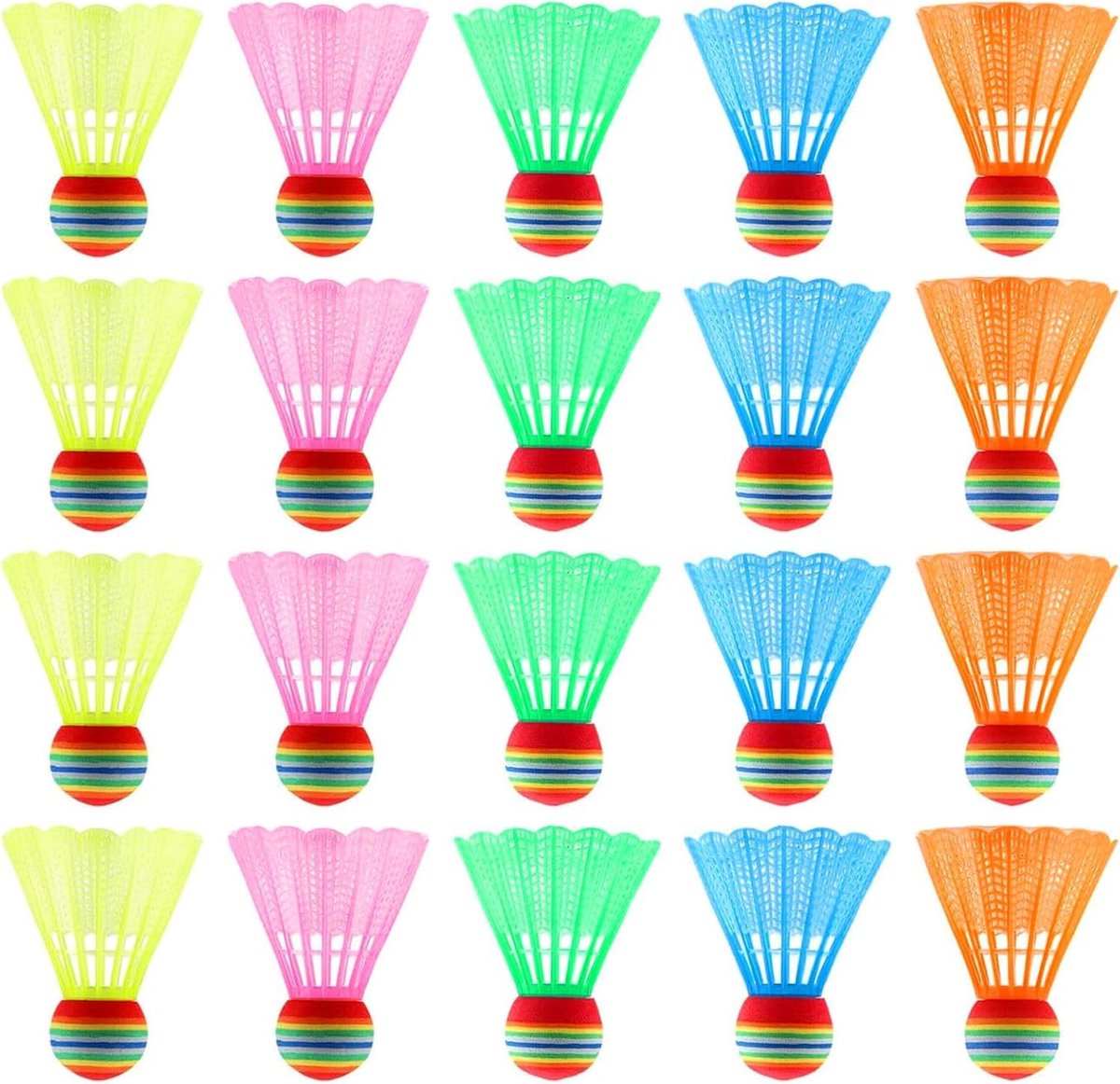 Badmintonballen - Multicolor - 20 Stuks - Kunststof Shuttles voor Buiten - Voor Training en Vrije Tijd