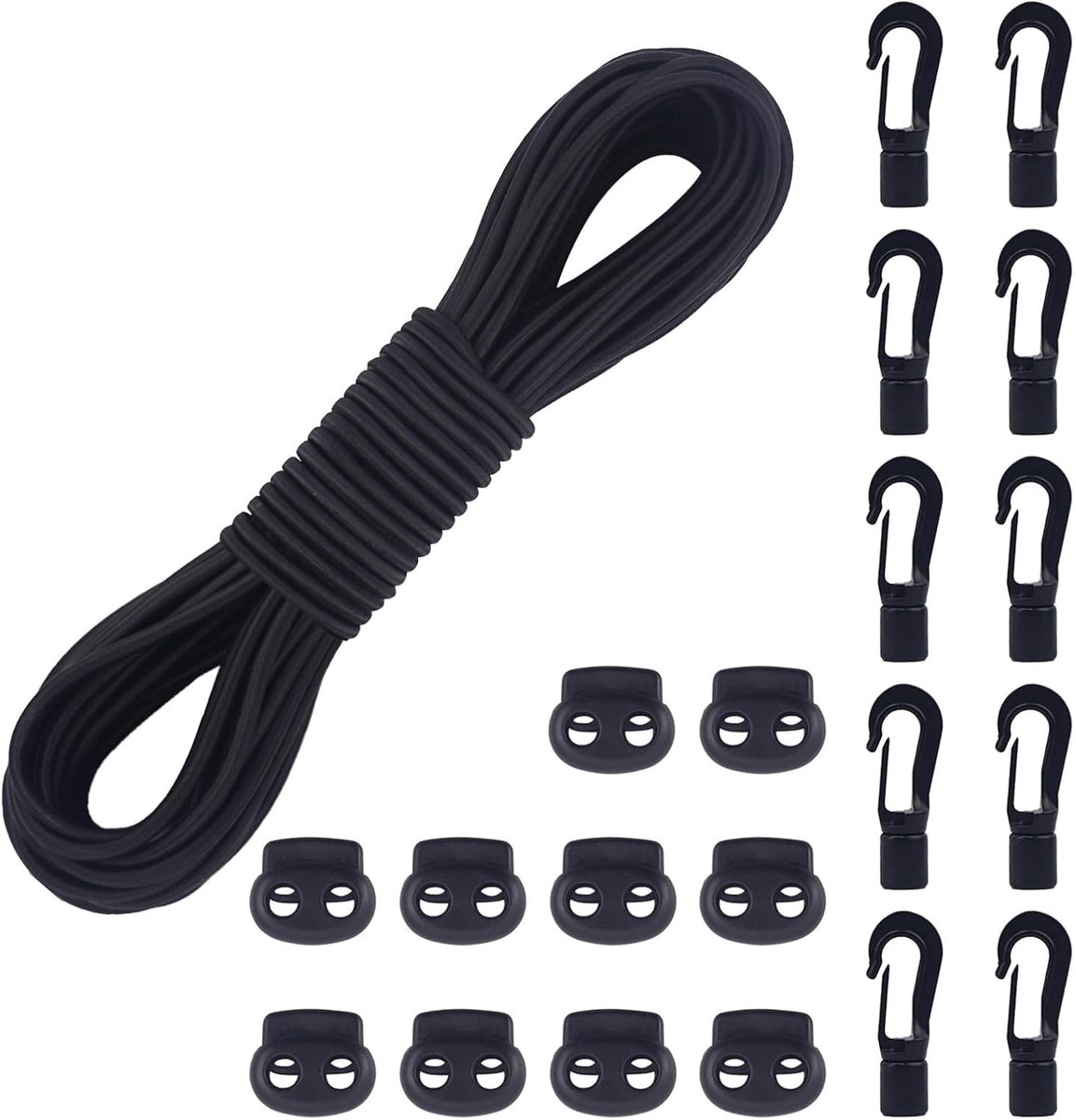 Rubberen Touw - Zwart - 5 mm x 20 m - Elastisch Koord voor Diverse Toepassingen