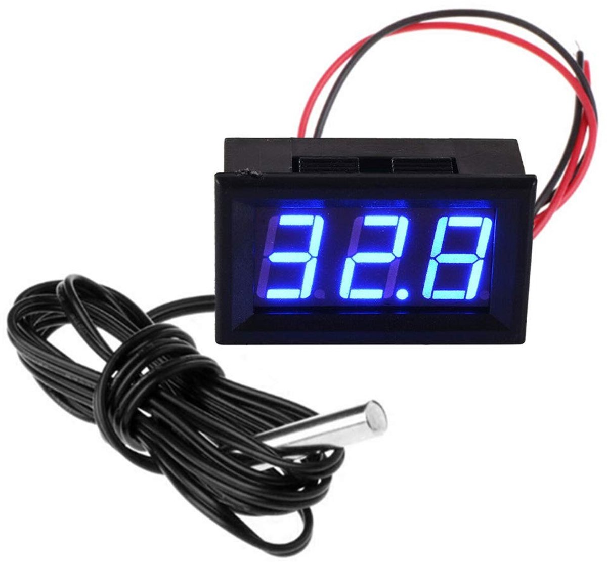 Digitale Thermometer met Sonde - Blauw - Kabel van 1m - Waterbestendig - Voor Koelkast en Aquarium
