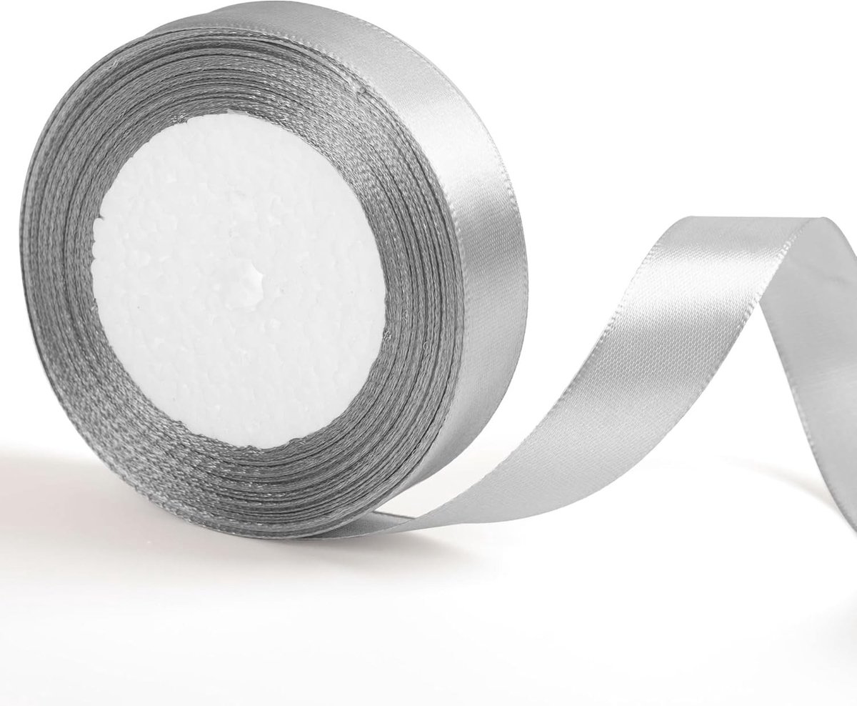 Zilverkleurig Grijs Lint van 20mm voor Cadeauverpakking en Decoratie, Perfect voor Halloween, Bruiloften en Creatieve Knutselprojecten