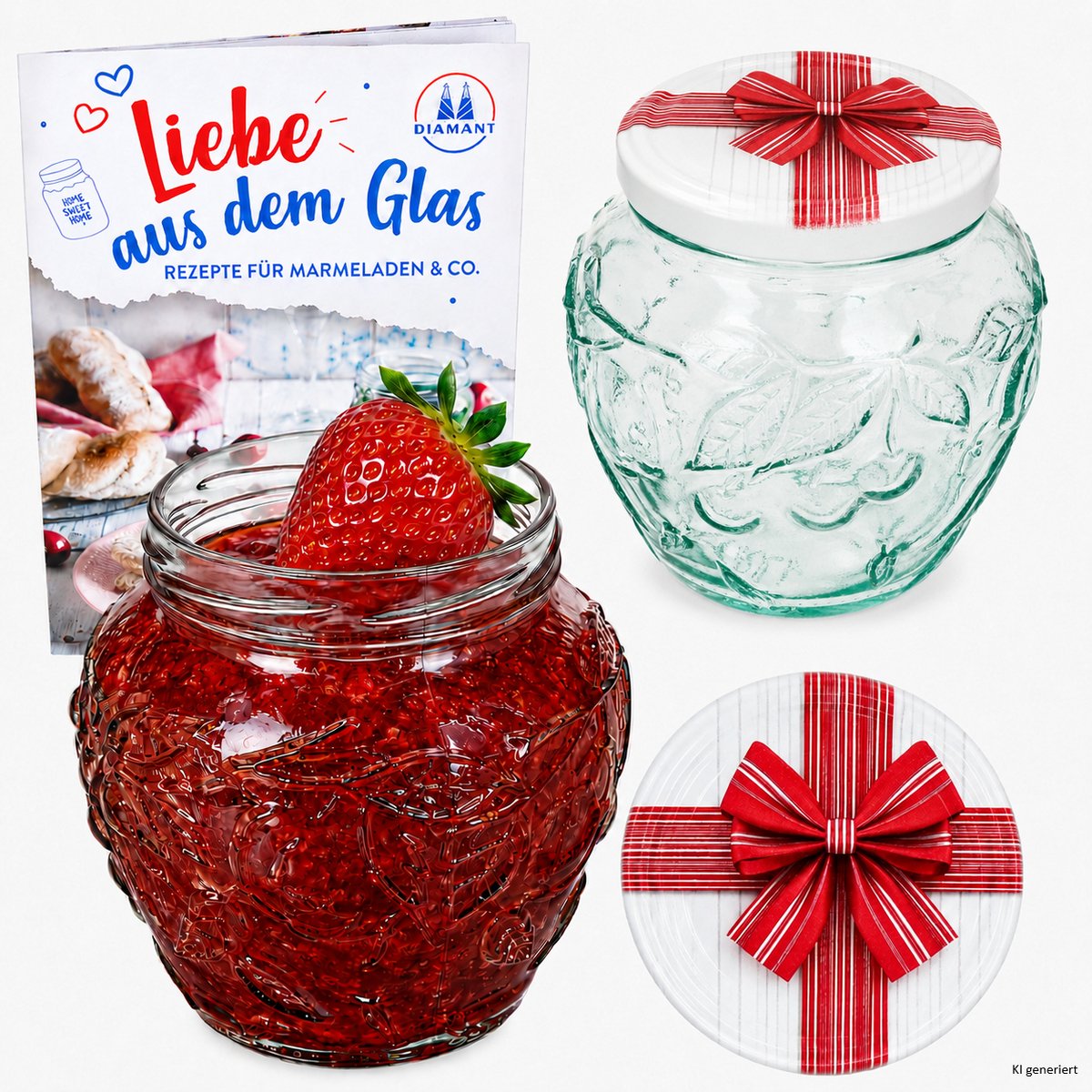 2-delige set jamfles 580ml FRUTTA VASO met fruit-relief + TO82 deksel cadeau
