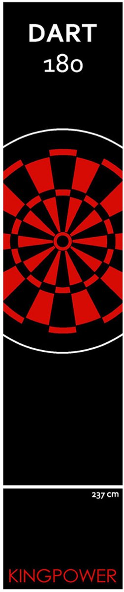 Dartmat, accessoires voor stalen darts, darts, dartbord, dartmat, target oche darts, bescherming van de werplijn, rubberen vloerbedekking, rood dartbord, 290 x 60 cm, Kingpower