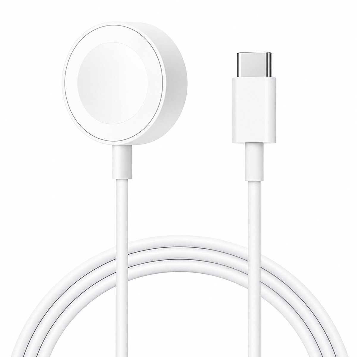 Draadloze Oplader voor Apple Watch - USB-C - 1m - Magnetisch Horloge Oplaadstation - Aluminium - Wit
