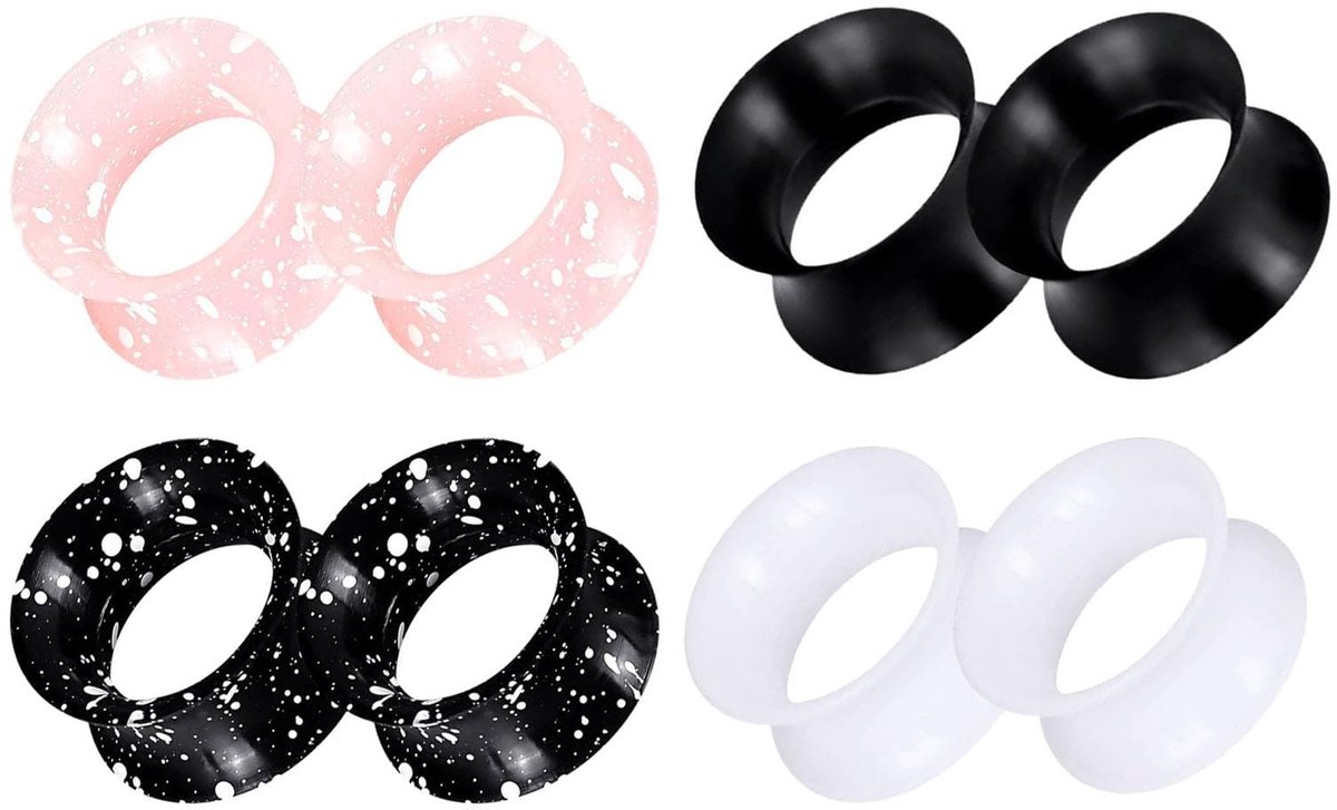 GUSXPPD 4 paar flesh tunnels van siliconen, 6-25 mm siliconen oortunnelset, flexibele flesh tunnels extra soft plug - ShopVlot