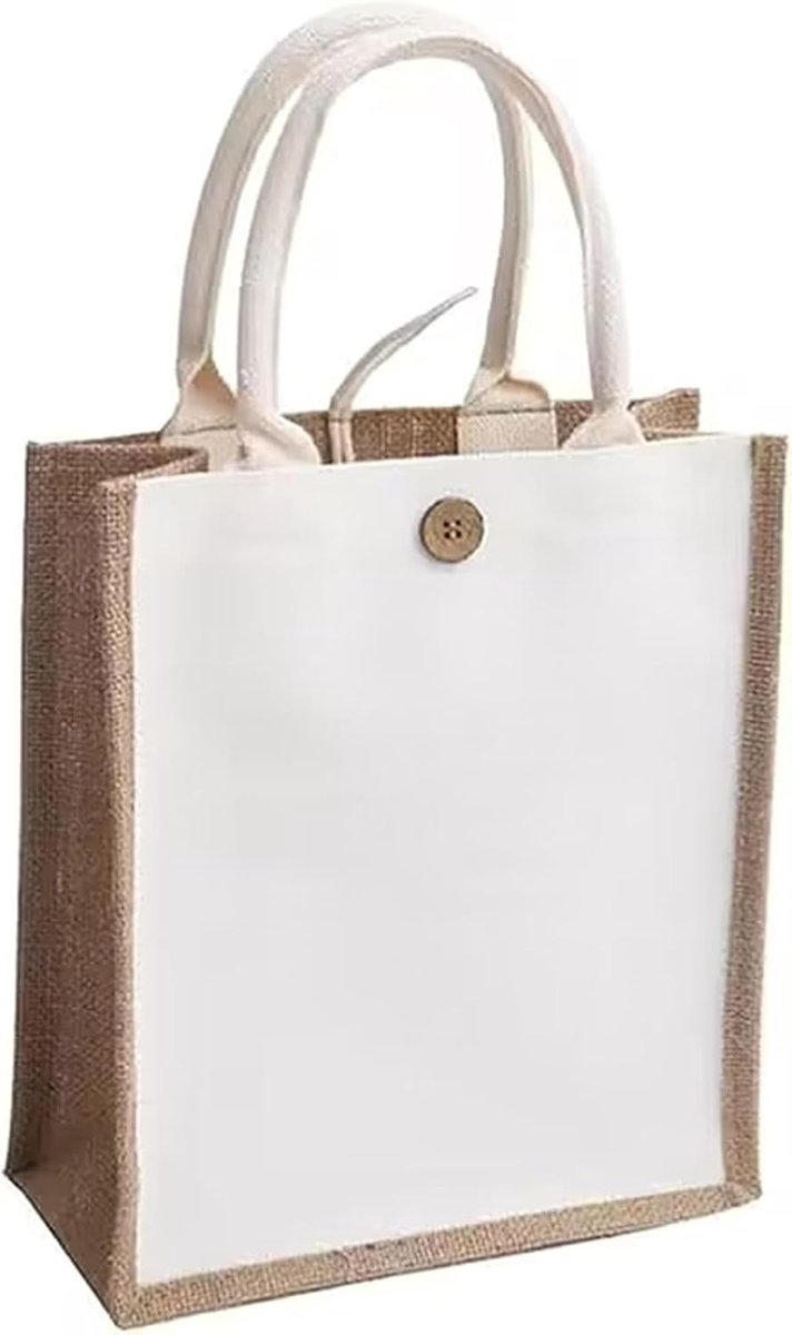 Jute draagtas - Natuurlijk - 30 x 26 x 13 cm - Herbruikbare Boodschappentas met Handgrepen - Voor Winkelen en Cadeaus