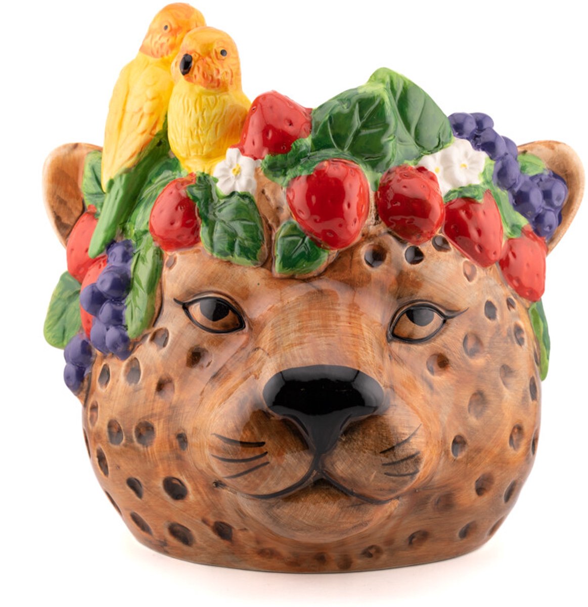Aardewerk bloopot Tropical leopard L