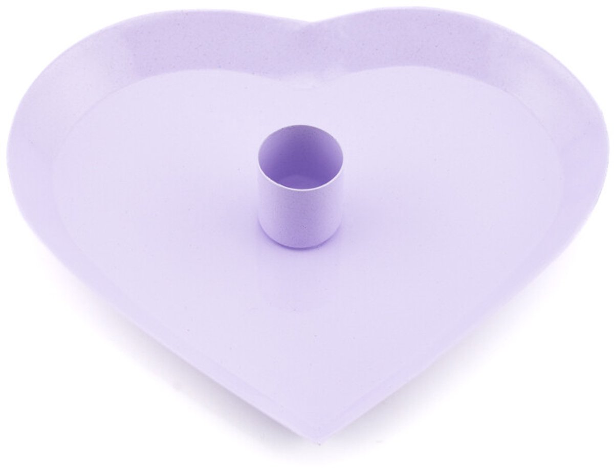 Kaarsenstandaard hart lila 16cm