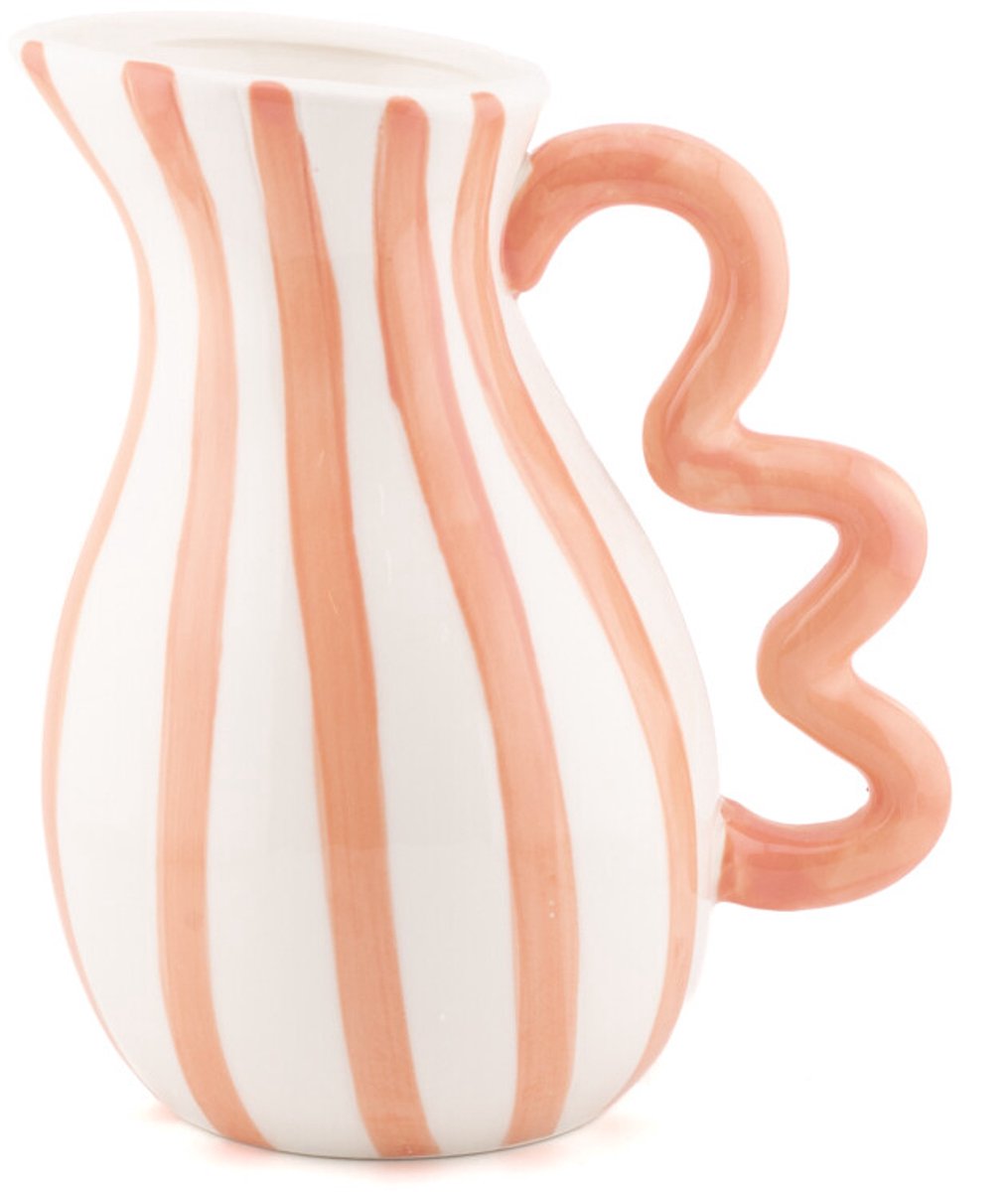 Aardewerk kan met oor Stripe peach