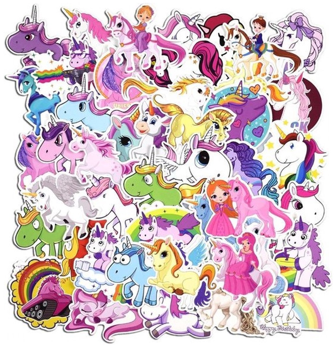 50 Eenhoorn Stickers – Unicorns & Fantasie – Voor Kinderen