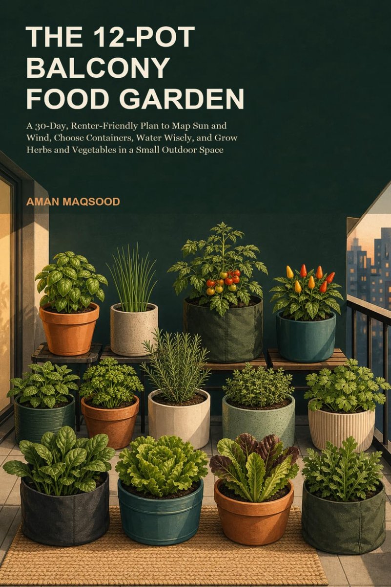The 12-Pot Balcony Food Garden: A 30-Day, Renter-Friendly Plan to Map Sun and Wind, Choose Containers, Water Wisely - ShopVlot