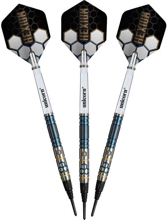 Unicorn Hexium 2 Blue Gold 90% - Soft Tip Darts van Unicorn — afbeelding 3