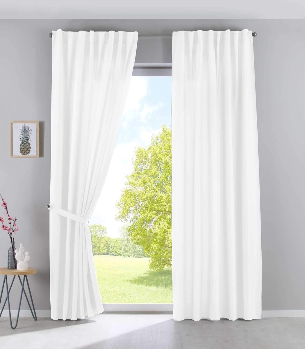 Gordijnroede 300cm - Wit - 250 x 140 cm - Ondoorzichtig - Voor Woonkamers