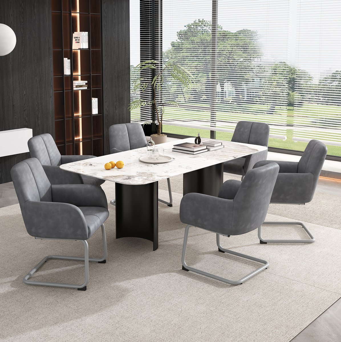 STILVORA Eetkamerstoel Set Van 6 Met Armleuningen 86 Cm Hoog 150 Kg Draagkracht - Modern Design Voor Eetkamer En Woonkamer - Grijs