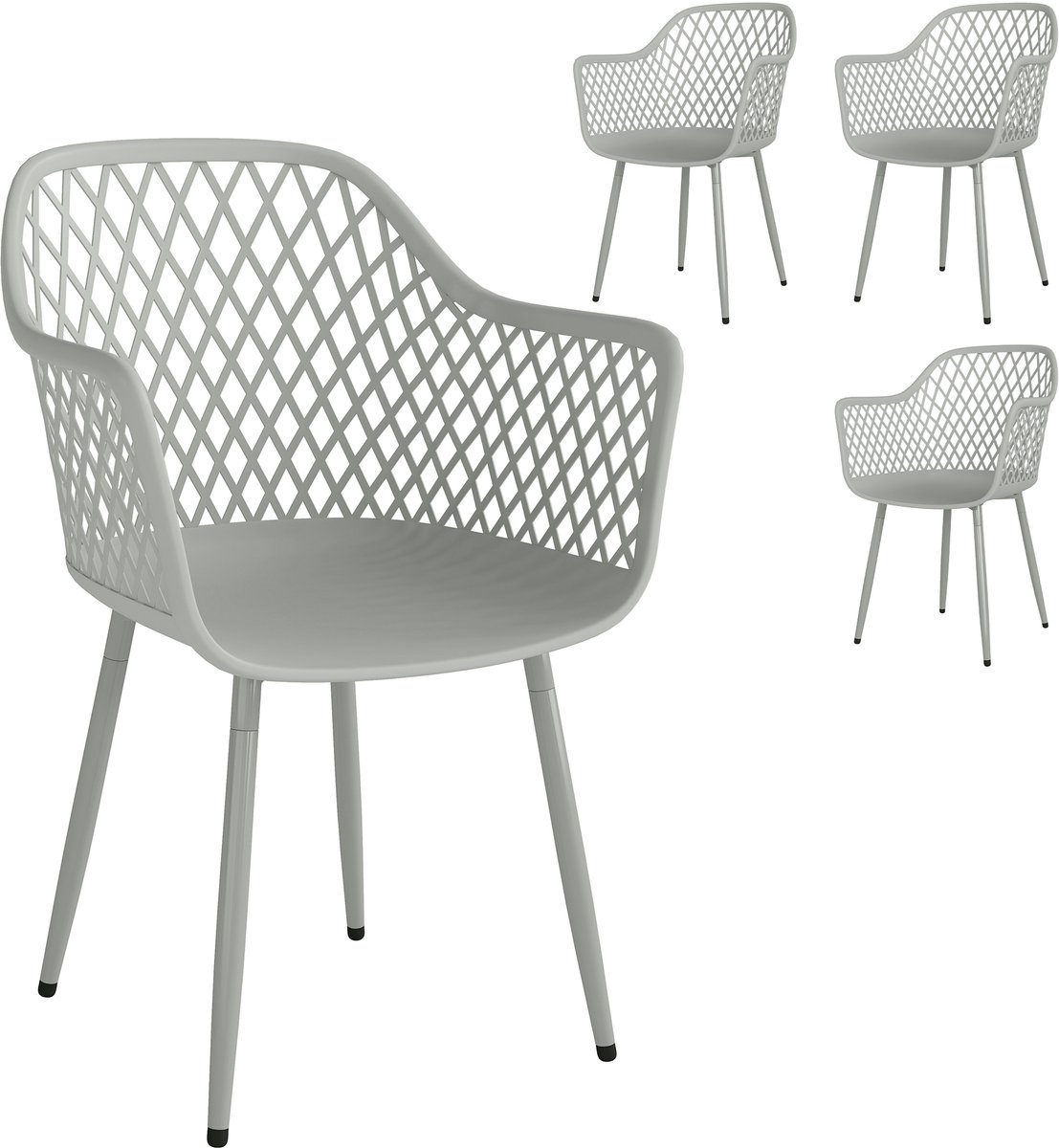 Outsunny Eetstoelenset voor de tuin-Metaal, kunststof-56L x 51B x 84H cm-Grijs