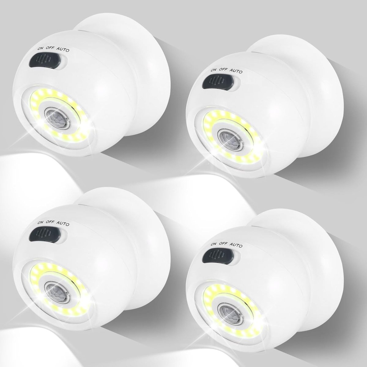 Bewegingssensor Buitenverlichting - Wit - 7,5 x 7,5 x 6,4 cm - Draadloze Batterijverlichting met Bewegingsmelder - Voor Buiten en Binnen