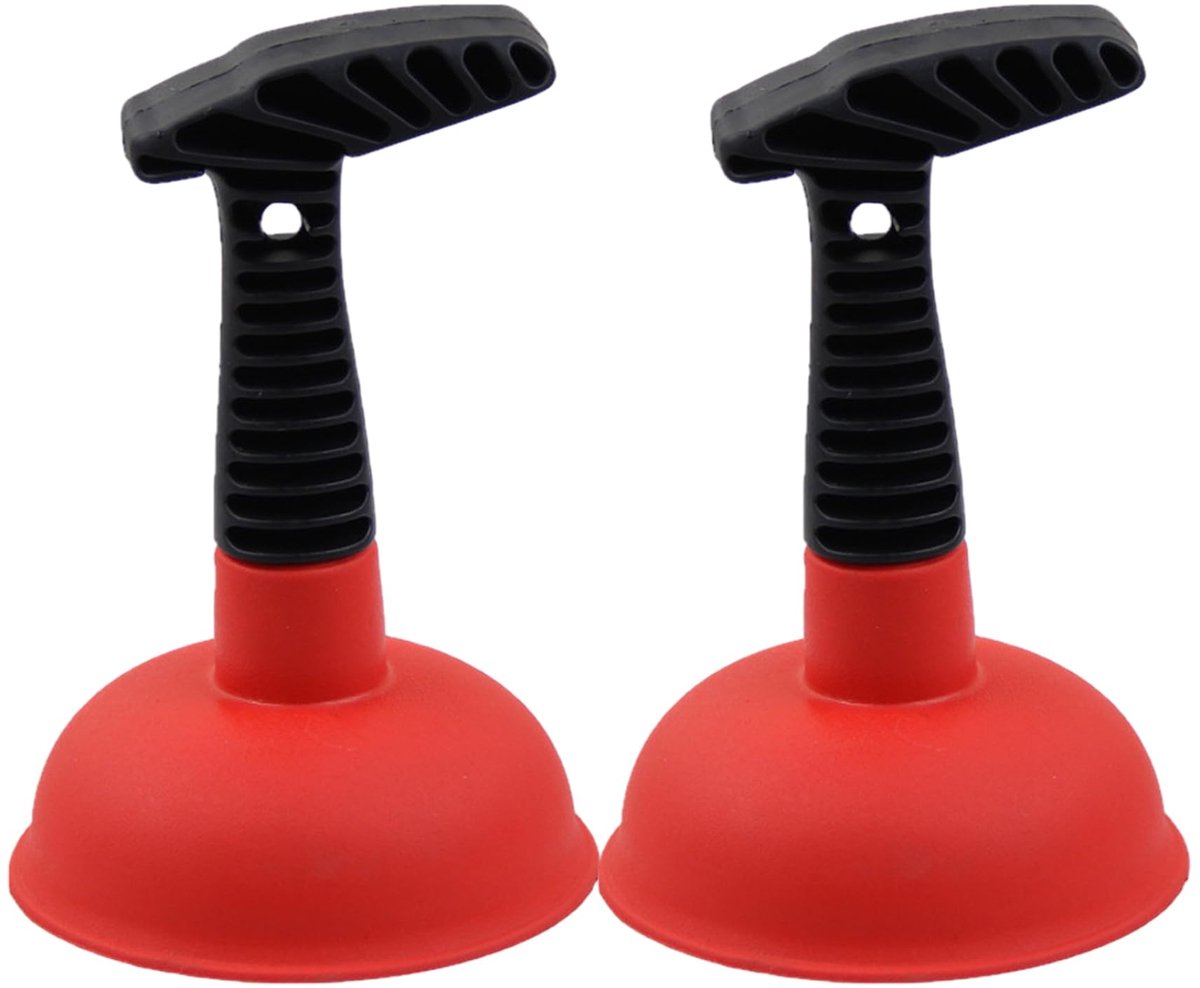 Famanu – Mini-ontstopper set van 2 stuks, 10 cm, 2 x 18,3 cm, rubberen gootsteenontstopper met afneembare handgreep en sterke zuigkracht