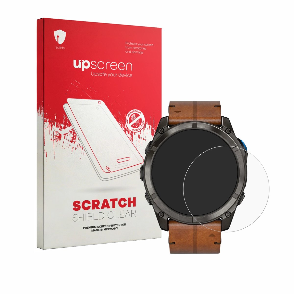 upscreen - Screenprotector voor Garmin D2 Mach 2 Pro (51 mm) - Folie Beschermfolie transparant
