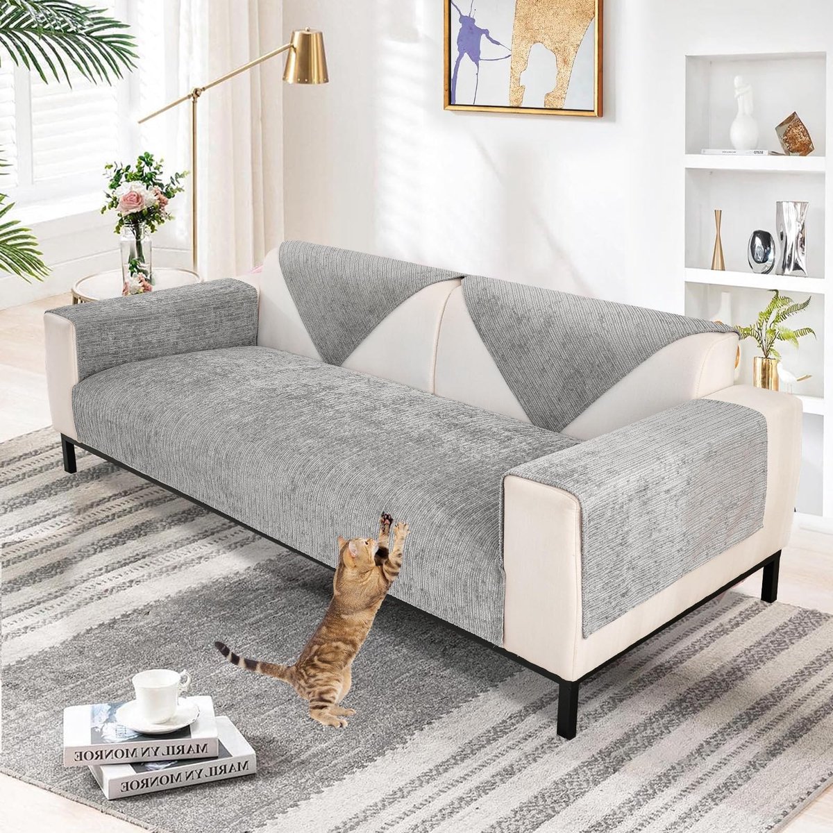 Famanu – Diepe ladeorganizer met 3 compartimenten van kunststof, praktische organizer voor keukenaccessoires, keukengerei en bestek, doorzichtig, 26,7 x 7,6 x 35 cm