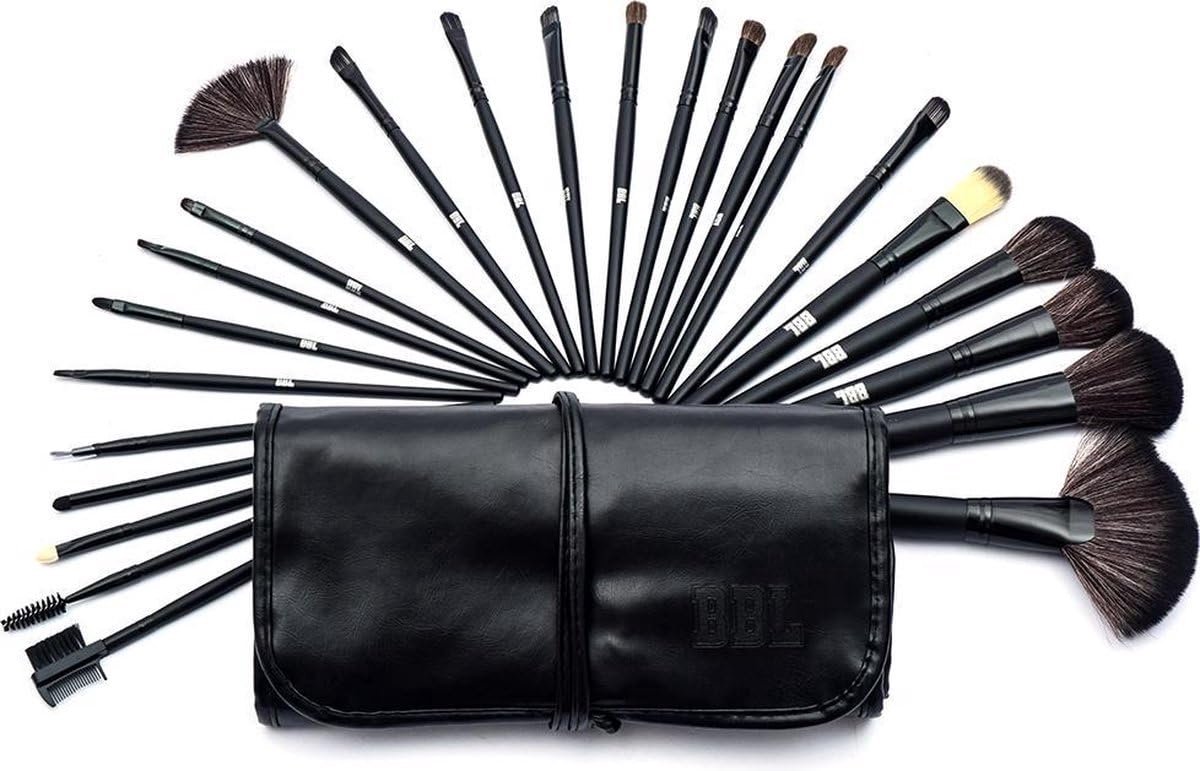 Okado Make-up Kwastenset 24-delig – Met Opbergetui – Zwart