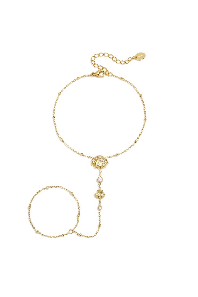 Handketting van roestvrij staal met schelpmotief, eenvoudige dagelijkse sieraden uit de simple series voor dames.